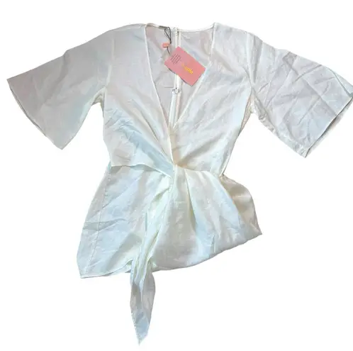 Cult Gaia Selena Asymmetrical Wrap Top Off White Size XS Linen Minimal Lagenlook