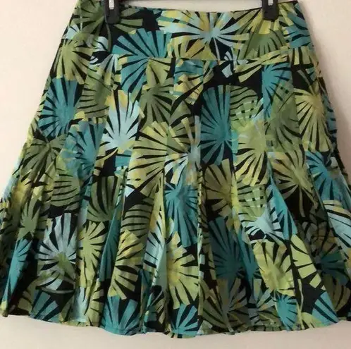 Apt. 9 Women’s  palm leaf printed skirt short fully lined pleated cotton Sz 8 full