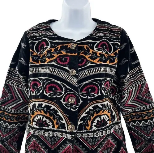 Johnny Was Workshop Blair Velvet Embroidered Statement Blazer Coat Jacket Small