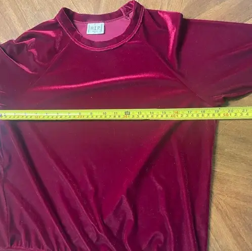 H.I.P. Velevt Velour Round Neck Long Sleeve Top Boho Whimsy Fairy Festive Small