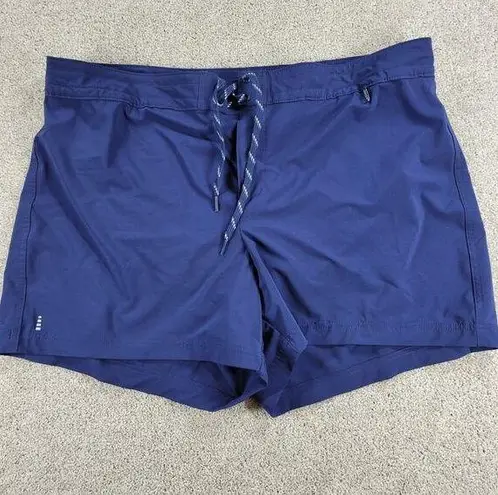 Lands'End  Womens Board Swim Shorts 20 Blue Drawstring Stretch Pool Beach Summer