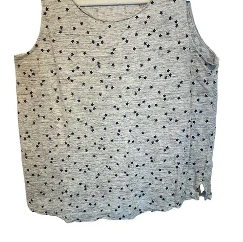 Willi Smith Size S Heather Gray 100% Linen Star Print Tank Top Sleeveless Jersey