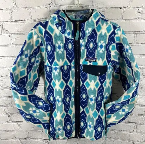 Patagonia Synchilla Patterned Snap-T Hooded Jacket Lightweight Blue Mogul XS - Image 1