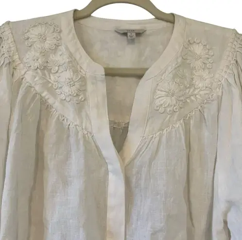 Joie  Ailani Embroidered Linen Blouse In Clean White, Sz S