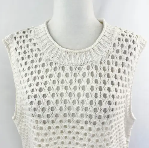 New Madewell Open Stitch Crop Sweater Vest Style NL192 Bright Ivory Size XXL White
