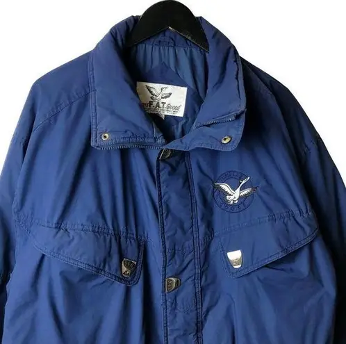 Vintage Triple FAT Coat Goose Parka Duck Down Insulated Jacket Blue XL Puffer