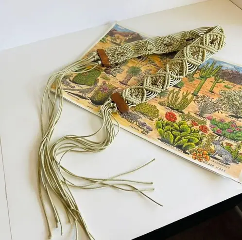 Weaved Cotton Wooden Beaded Woven Wrap Boho Indie Belt Tassel