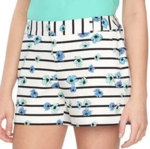 Elle NEW NWT White Black Blue Green Floral Striped Cotton Blend Short Shorts 16