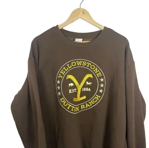 NWOT Yellowstone Dutton Ranch Embroidered Sweatshirt in Brown/Yellow Size XXL Brown