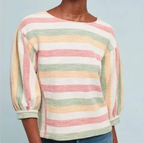 Current Air Anthropologie Women's Abilene Striped Balloon Sleeve Top Small