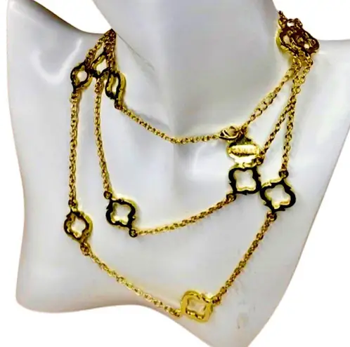 FORNASH Quatrefoil Gold Tone Necklace with lobster claw clasp 42 inches long