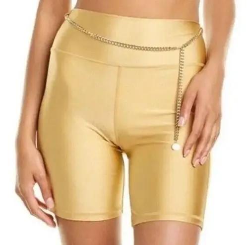 We Wore What NWT  Revolve Chain Bike Short in Metallic Nylon Gold size S