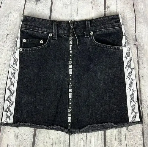 LF  The Brand Black Branded Denim Mini Skirt. Size 26. Like New Condition.