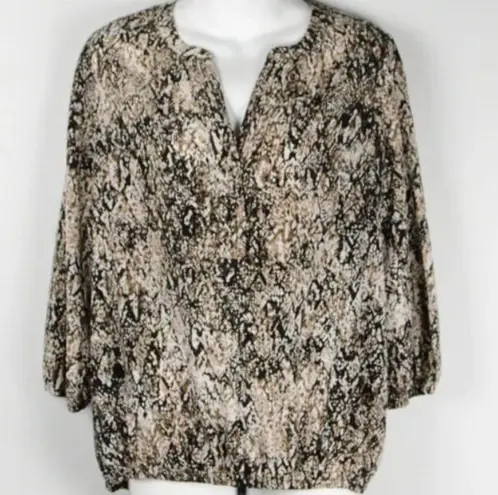 Dana Buchman Women’s Blouse Top Abstract Novelty Print V Neck Size Medium