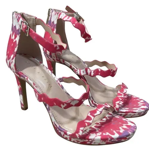 Kelly & Katie Litton Strappy Heel Sandals Pink Purple Size 7 Zip Platform - Image 1