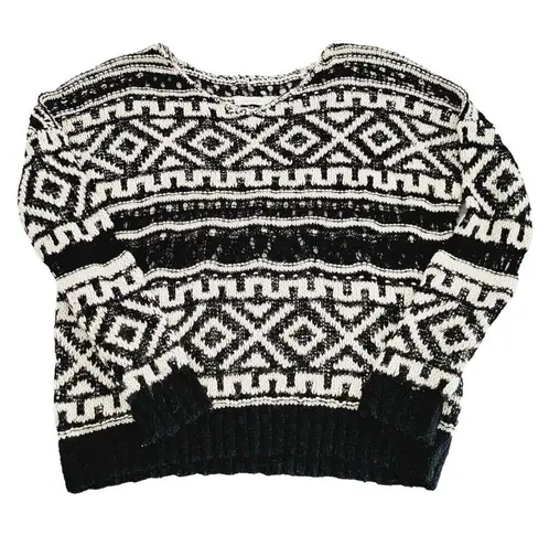 Lush Clothing Lush Bohemian Tribal Patterned Open Knit V Neck Pull Over Sweater Size S/M