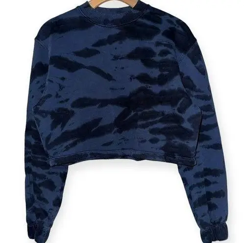 Apparis Women’s Size XS Blue Black Tie Dye Cropped Cotton Long Sleeve Sweatshirt