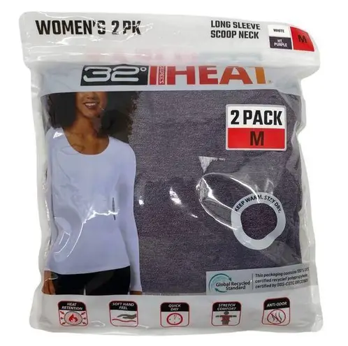 32 Degrees Heat 32 DEGREE NWT Long Sleeve Scoop Neck Heatgear Two Pack Shirts Medium Base Layer