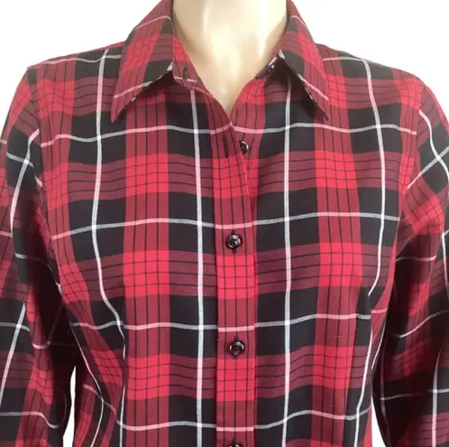 Orvis  Women’s Carefree button down up shirt size small Red & Black Plaid