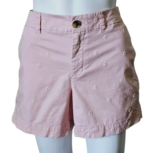 Old Navy  Pink Pastel Daisy Embroidered Everyday Flat Front Shorts Size 10