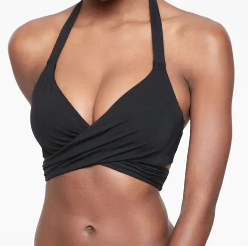 Athleta  Black Wrap Halter Bikini Tie Top 36 B/C