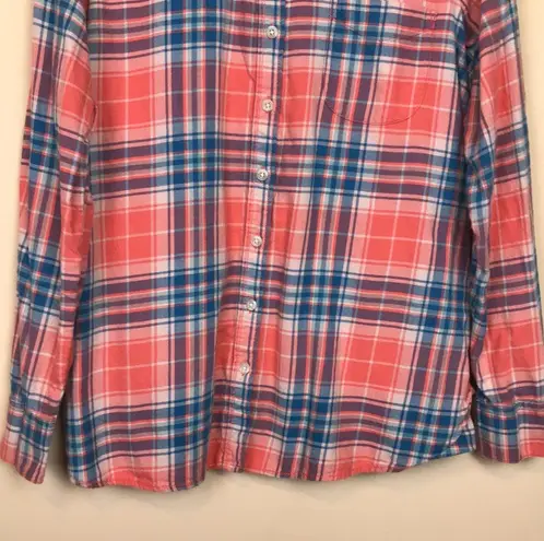Fat Face Women’s Perfect Shirt Plaid Pink Blue White Button-Up Flannel Shirt