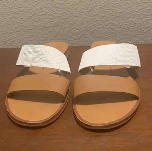 Dolce Vita Women's Brown White Paci Wedge Slides Sandals Shoes Size 7.5 EUC