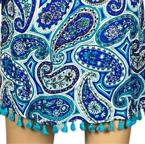 Trina Turk  “Provence” blue/teal/white paisley dress/Swim cover-up. Small. EUC