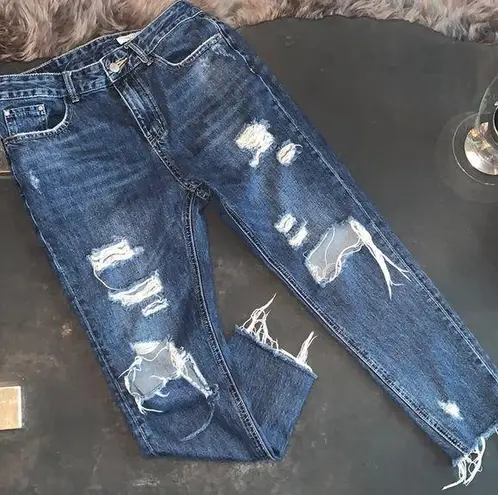 😍UNITED TEAM Best Fashion Ripped Jeans😍 Blue Size 8