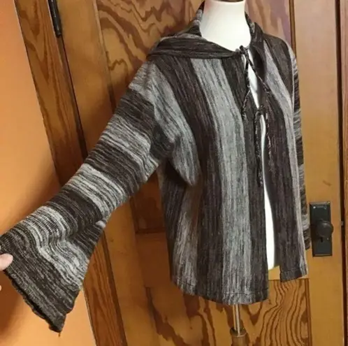 Vintage 70s space dyed bell sleeve hooded sweater Brown Size M