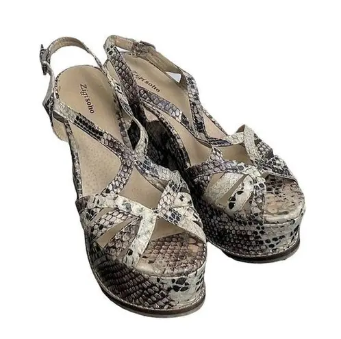 Zigi Soho Women wedge platform sandals snake print Sz 7 