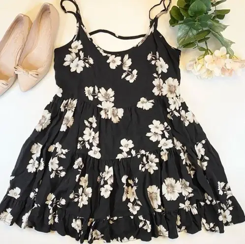 Brandy Melville  Jada Floral Black Ivory Ruffle One Size O/S Dress Mini Loose