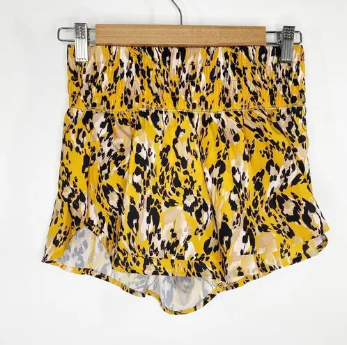 CALIA Yellow Cheetah Print Step Up Shorts Activewear Running Womens Size XXS
