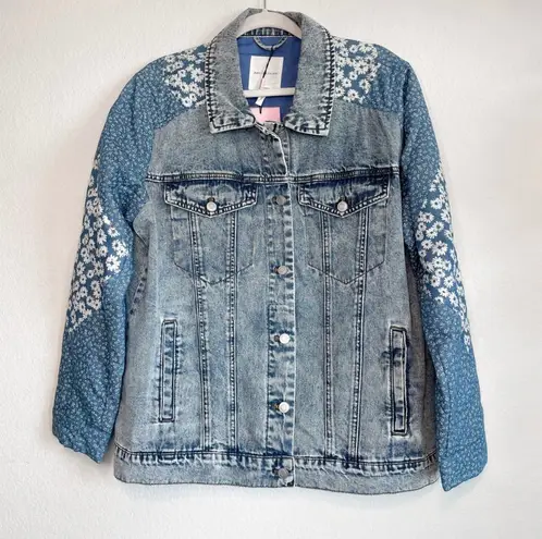 Avec Les Filles Blue Ditsy Floral Denim Jacket
