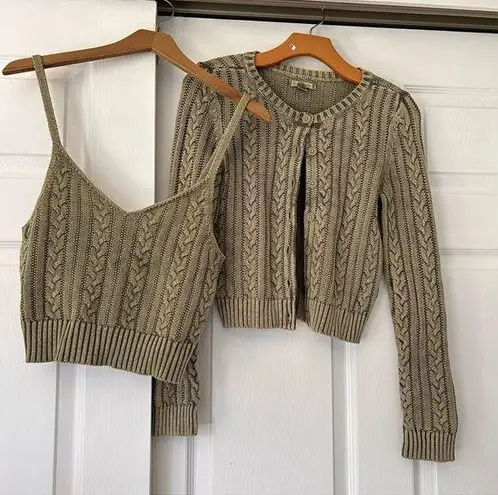 American Eagle  Green Tank and Cardigan Set XS/S