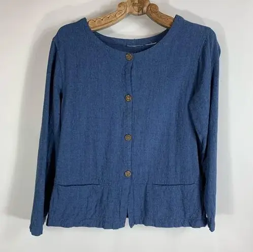 Lagenlook Blue Tunic Jacket Sz Medium