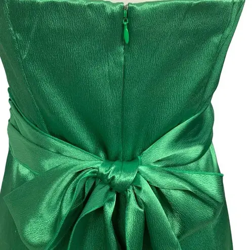Love Reign Strapless Pleated Tie-Back Mini Cocktail Dress 9 Green Charmeuse