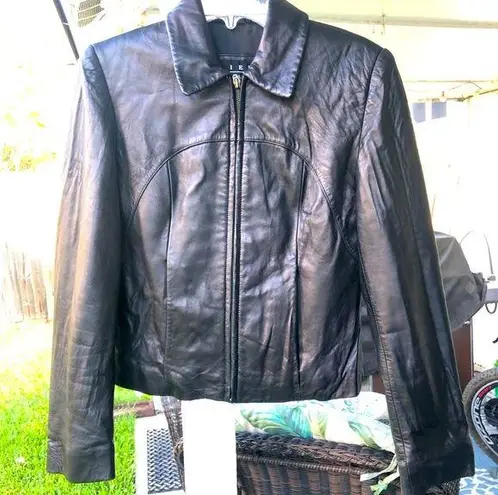 Siena Studio soft leather Black Zip Motorcycle Biker Jacket Small