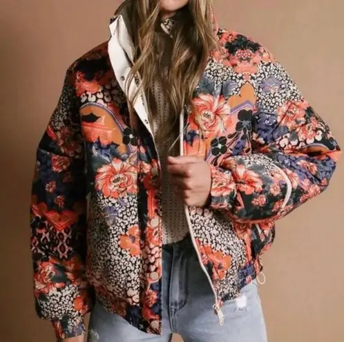 Free People  fp movement power house floral print puffer jacket