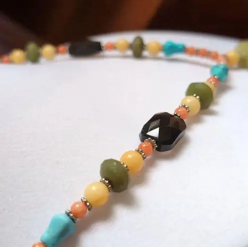 Coldwater Creek Boho Chic Multicolor Beaded Tassel Necklace Adjustable