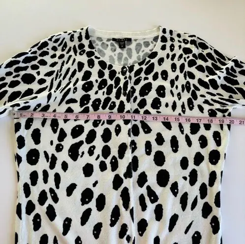 Cyrus  Animal Print White and Black Button Down Cardigan Sweater Size Medium