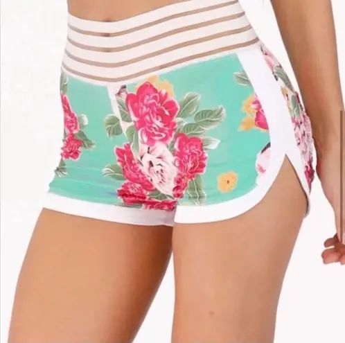 Butt Lift Cheeky Scrunch Bum PINK FLORAL Mesh Detail & Pocketed VIRAL RARE Short Size undefined