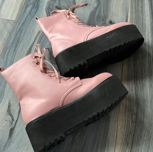 Nasty Gal Pink Platform Boots - Image 2