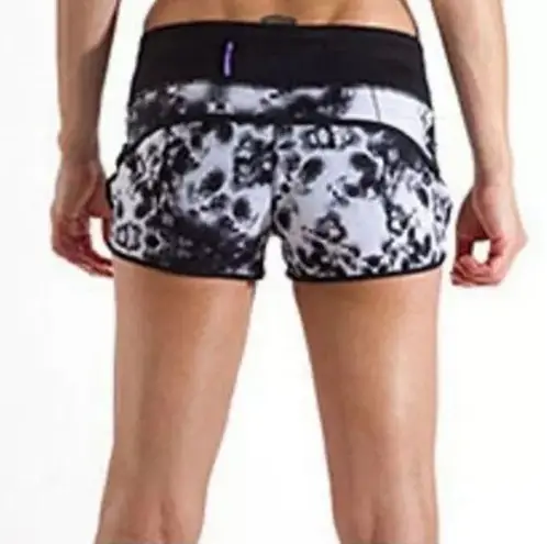 Lululemon  Speed Shorts black roses black white womens running 4