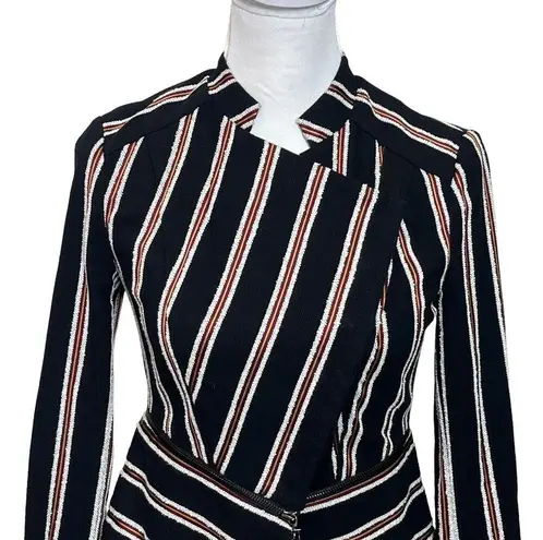 Intermix Lisa Boucle Striped Jacket Blazer Peplum Biker Women's Size 0