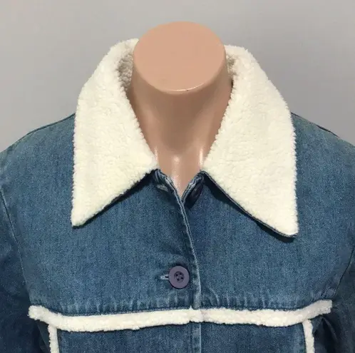 Blue J. Denim Jean Sherpa Vintage Trench Coat Size M