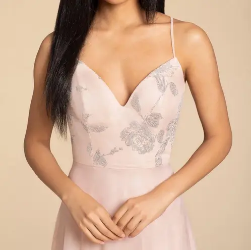 Hayley Paige Occasions NWT 5903 Blush Almond Cashmere Tulle Gown Maxi Dress 6