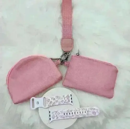 Pink Dream Bundle Dual Power pouch Wristlet w/ Pink Floral Band for Apple Watch