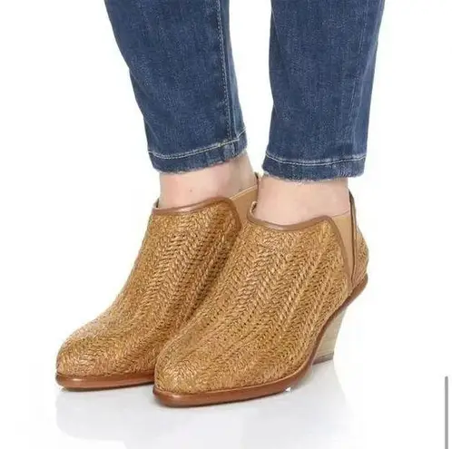 MATT BERNSON | Woven Marlow Soft Raffia Honey Tan Booties | Size 8