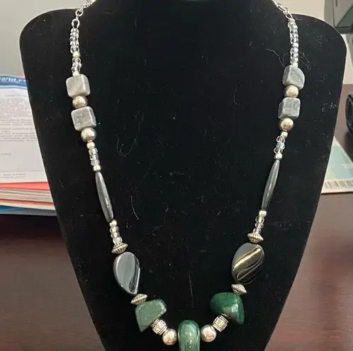 Onyx Hand Crafted Aventurine and  necklace with matching earrings